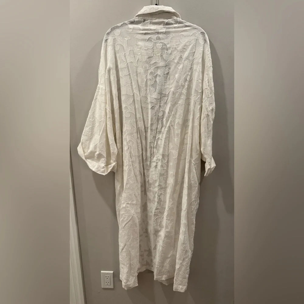 Anthropologie Textured Cream Duster Coat - Picture 3 of 3